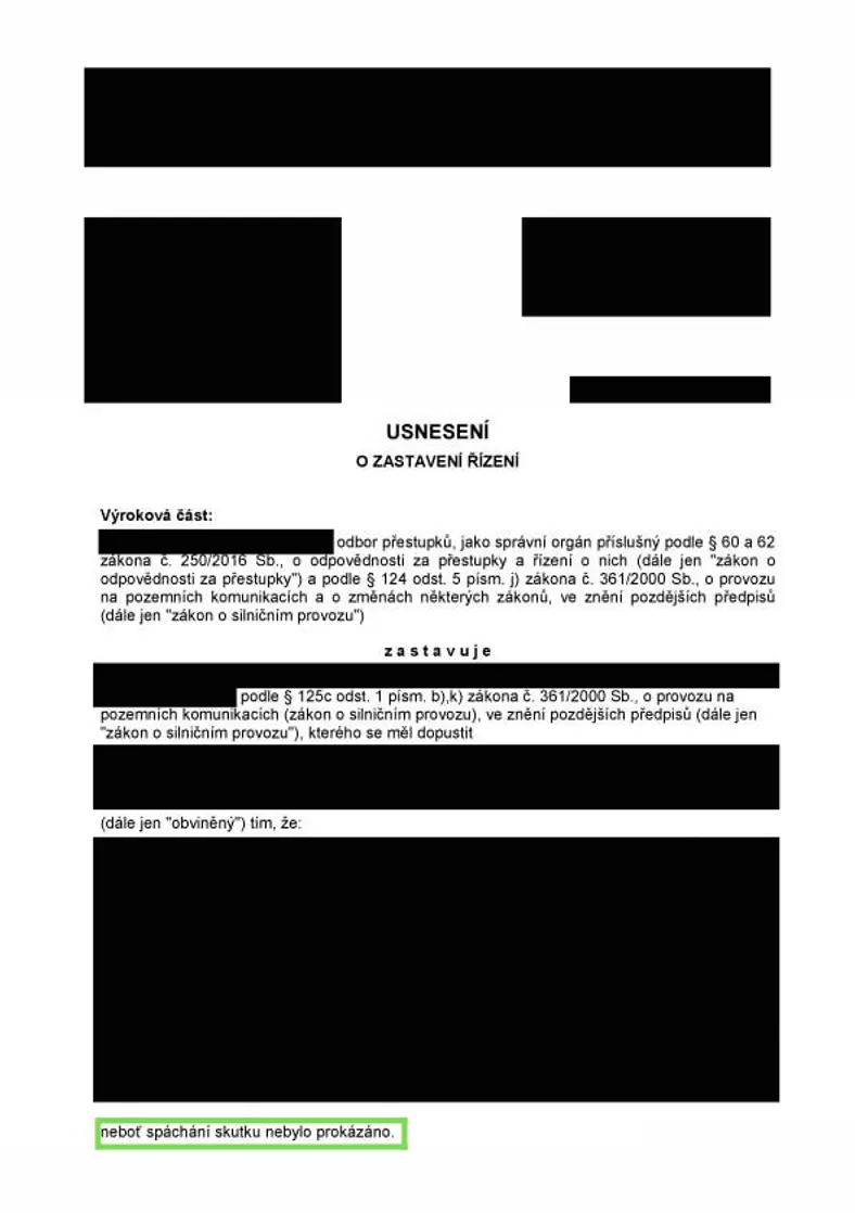 Anonymizovaný dokument: Jízda pod vlivem drog — Řízení zastaveno